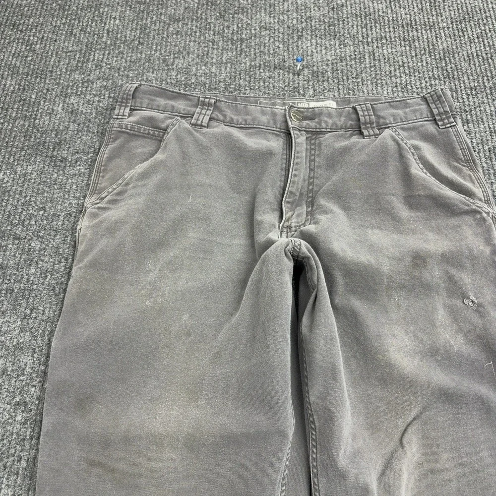 Carhartt Carpenter Pants Mens 34x32 Gray Canvas Relaxed Fit Utility Workwear
